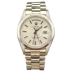 1967 Vintage Rolex Day Date President 1803 18k White Gold 36mm Pie Pan Dial Box