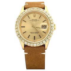 Rolex Datejust 1601 36mm 18k Yellow Gold Diamond Bezel Champagne Pie Pan Dial