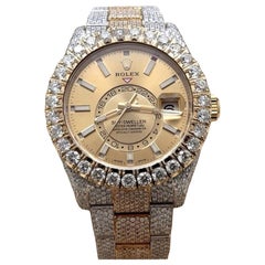 Montre Rolex Sky-Dweller 326933 42 mm, sertie de diamants, en acier et or 18 carats, avec boîte et papiers