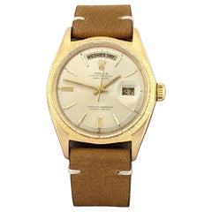 Rolex Day Date 1807 36mm Bark Finish Champagne Doorstop Dial 18k Yellow Gold