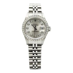 Rolex Lady Datejust 69190, cadran argenté serti de diamants, lunette sertie de diamants, acier inoxydable