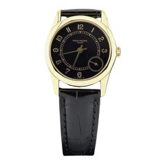 Patek Philippe Calatrava 5000J 33mm Black Dial 18k Yellow Gold New Strap Booklet