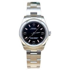 Rolex Oyster Perpetual Midsize 177200 31mm Black and Pink Dial Steel Box Paper