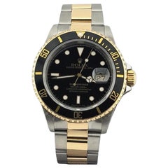 Rolex Submariner 16613 40mm Black Dial 18k Yellow Gold Stainless Steel