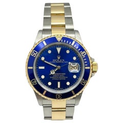 Rolex Submariner Blue 16613 40mm 18K Yellow Gold Stainless Steel 2000