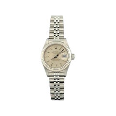 Rolex Ladies Datejust 69174 26mm Silver Dial 18k White Gold Stainless Steel
