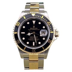 2007 Rolex Submariner Date 16613 Black 40mm 18k Gold Steel Box Papers