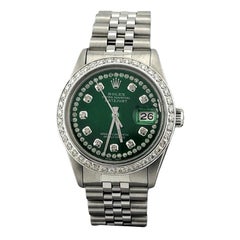 Rolex Datejust 16014 36mm Green Diamond Dial Diamond Bezel Steel Jubilee