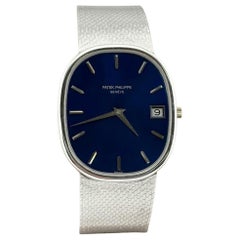 Rare Patek Philippe Ellipse Jumbo 3605 Blue Dial 18K White Gold