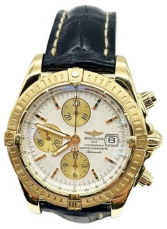 Breitling K13356 Chronomat Evolution 44mm White Dial 18K Yellow Gold