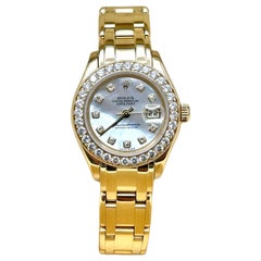 Rolex Datejust Pearlmaster 80298 29mm MOP Diamond Dial Diamond Bezel 18K Gold