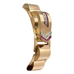 Vintage Rolex Precision Haute Joaillere 3771 18K Rose Gold Diamond and Ruby