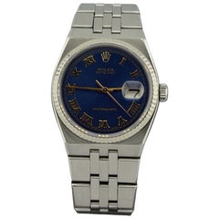 Rolex Datejust Oysterquartz 17014 36mm Blue Roman Dial 18K Gold Bezel Steel