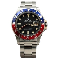 Vintage Rolex GMT Master Pepsi 16750 40mm Matte Black Patina Dial Steel