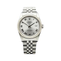 2004 Rolex Datejust 16234 36mm Silver Roman Dial 18k Gold Steel Jubilee