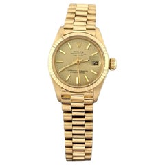 Rolex Ladies Datejust President 6917 Champagne Dial 18k Yellow Gold