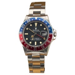 Vintage Rolex GMT Master Pepsi Red Blue 16750 MATTE DIAL Steel Box Booklet 40mm