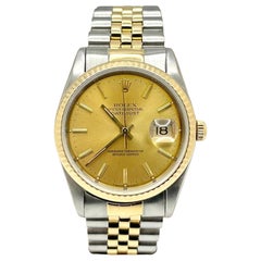 Rolex Datejust 16233 36mm Champagne Dial 18k Yellow Gold Stainless Steel