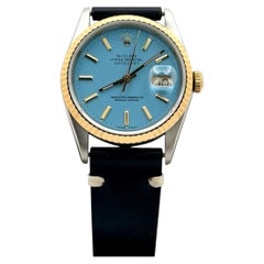 Rolex Datejust 16233 36mm Aqua Blue Dial 18k Yellow Gold Stainless Steel
