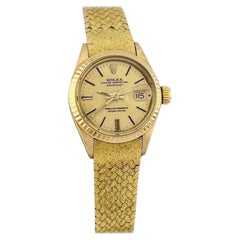 Vintage Rolex Ladies Datejust 6905 26mm Champagne Dial 18k Yellow Gold
