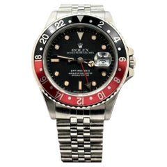 Rolex GMT Master II Fat Lady Coke 16760 40mm Black Dial Red Black Bezel Steel