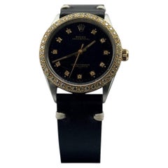 Rolex Oyster Perpetual 1002 34mm Black Diamond Dial Diamond Bezel Stainless Stee