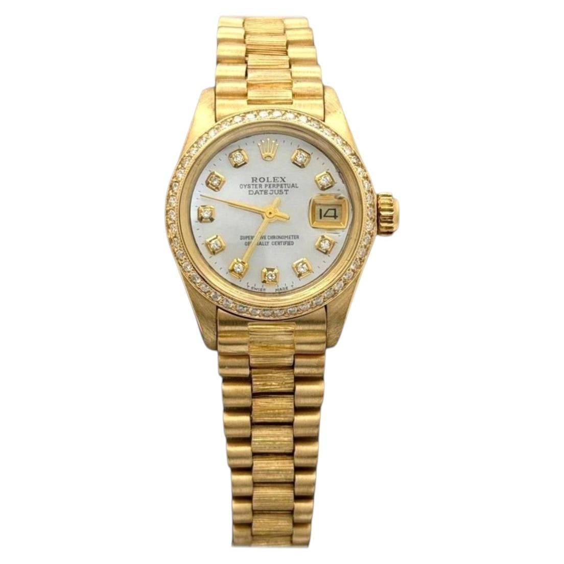 Rolex Datejust 18k Yellow Gold Diamond Bezel and Dial Wrist Watch For ...