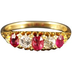 Antique Victorian Ruby Diamond Ring 18 Carat Gold, circa 1900