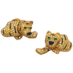 Yellow Diamond Tiger Earrings