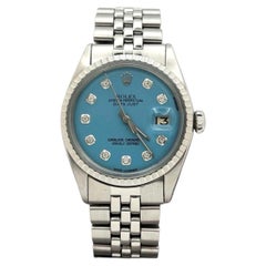 Rolex Datejust 1603 36mm Light Blue Diamond Dial Stainless Steel