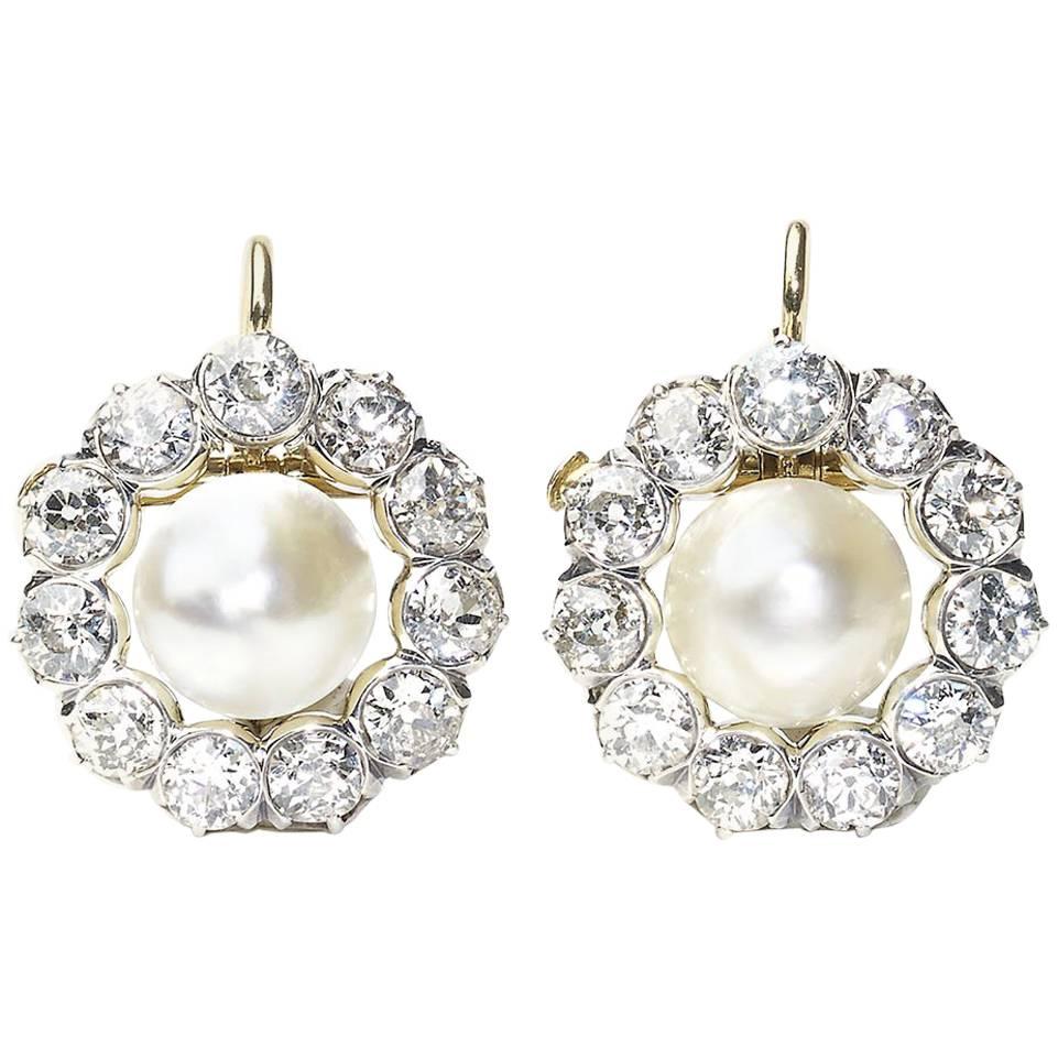 Antique Pearl and Diamond Earrings