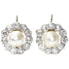 Antique Pearl and Diamond Earrings
