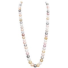 South Sea Multicolor Peal Necklace with Diamond Clasp 12