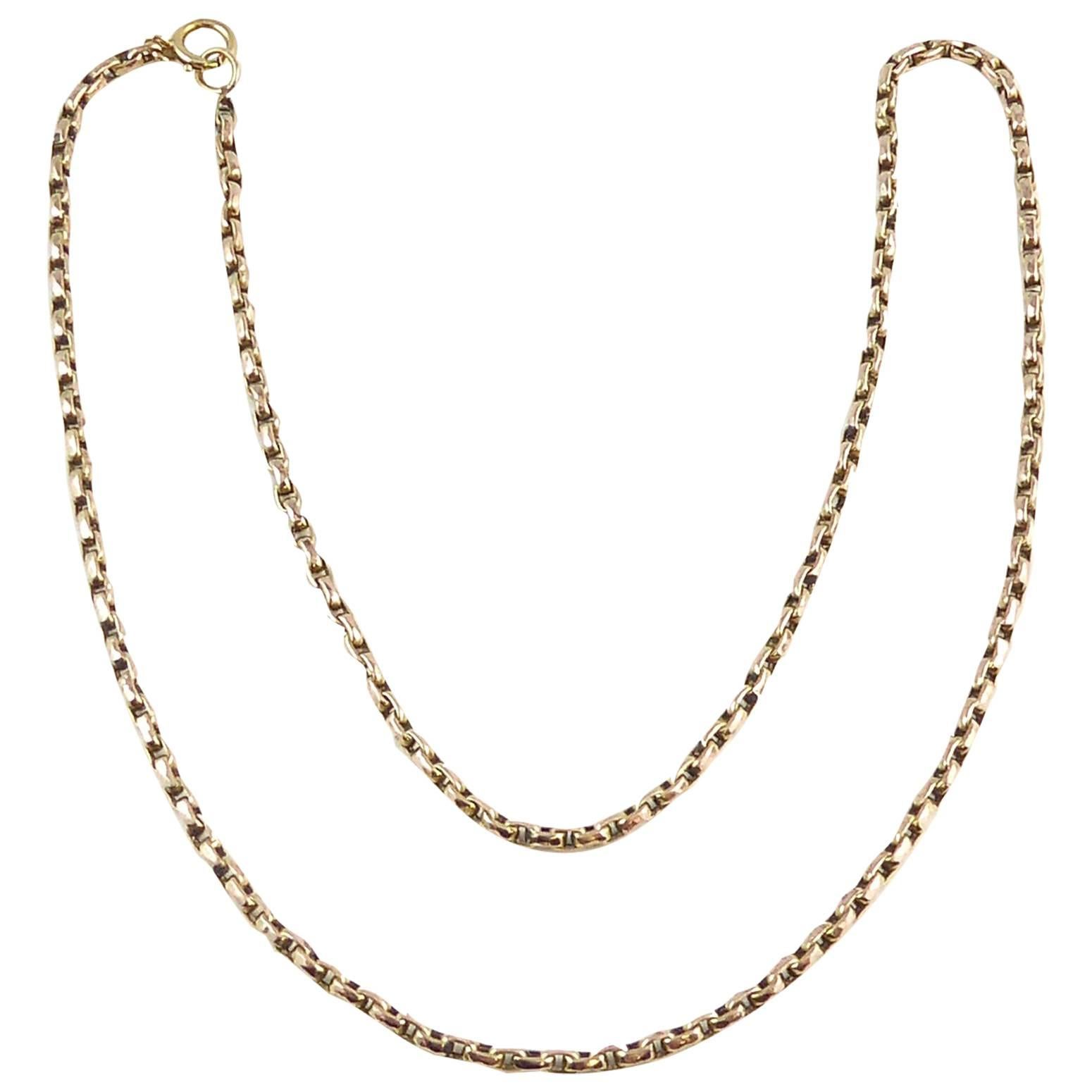 Victorian Rose Gold Chain, Oval Links, Tests as 9 Carat, circa 1900