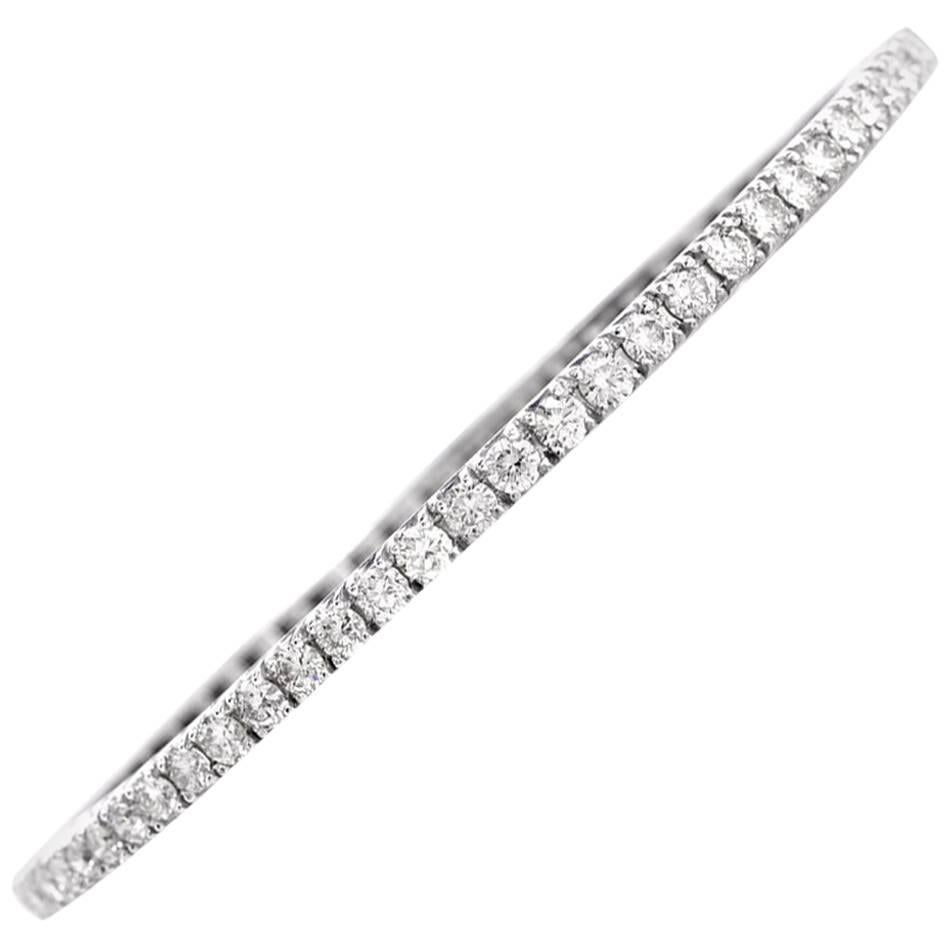 Diamond White Gold Line Bangle Tennis Bracelet