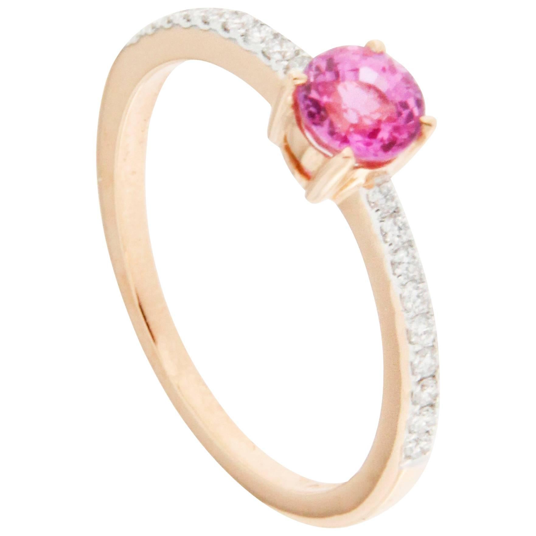 Jona Pink Sapphire White Diamond Rose Gold Solitaire Ring