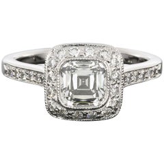 Tiffany & Co. Cushion Diamond Legacy Platinum Halo Engagement Ring 8