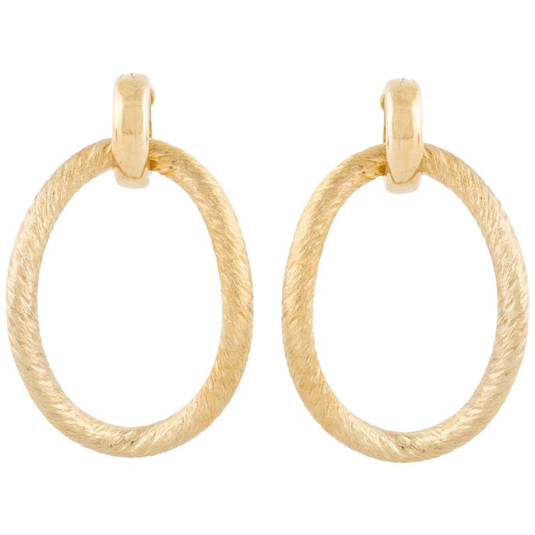 18 Karat Large Hoop Drop Earrings For Sale at 1stDibs
