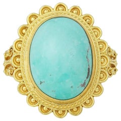 Turquoise and Granulated Gold Ring 4