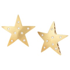 Vintage Gold and Diamond Star Earrings