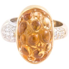 Bibigi 18 Karat Citrine Diamond Bubble Ring 1/4 TW