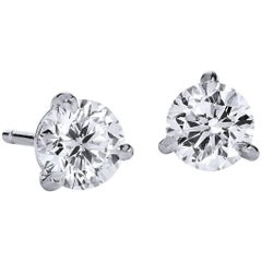 H & H 1.11 Carat Diamond Stud Earrings 4