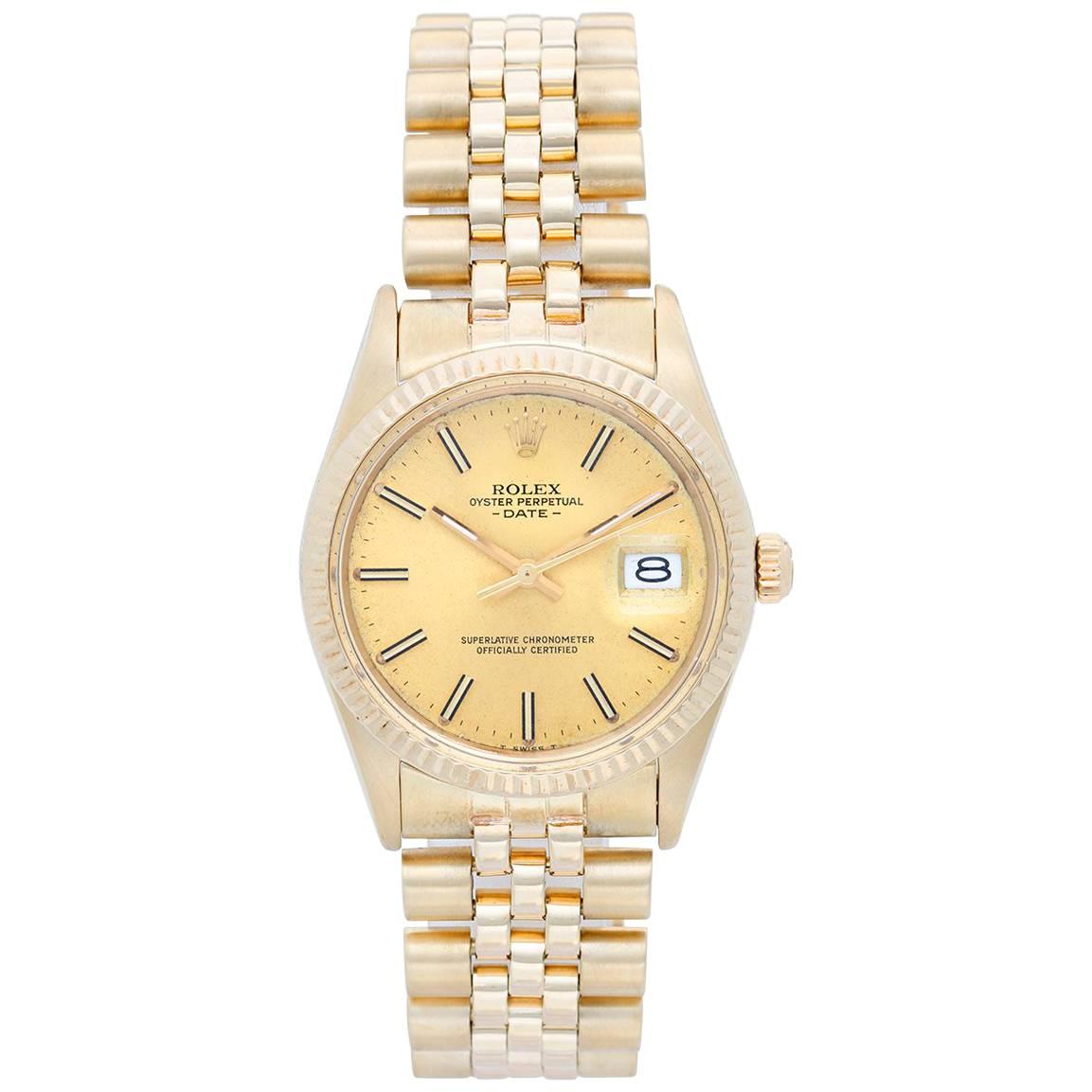 Rolex Yellow Gold Date Automatic Wristwatch Ref 15037