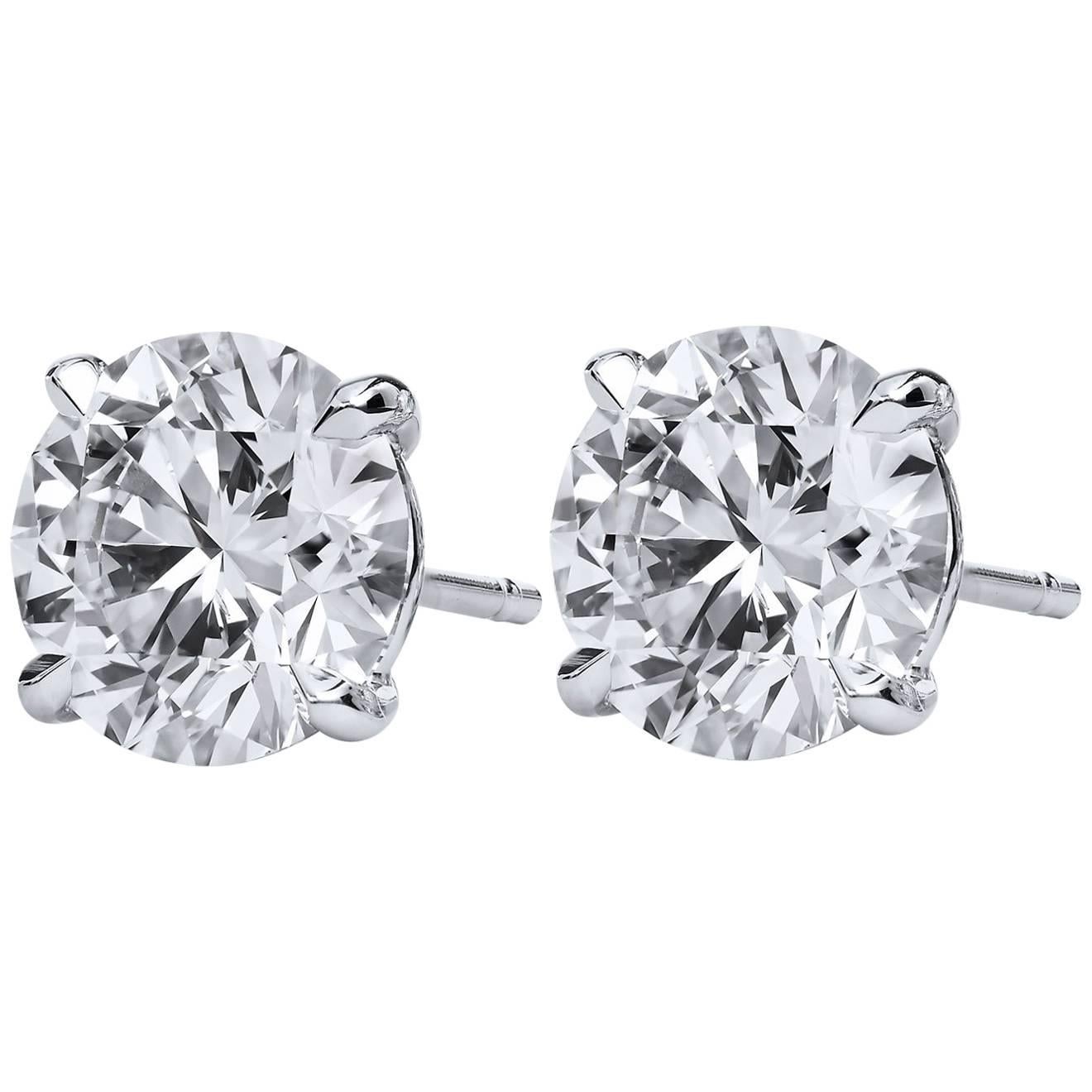 H & H 4.45 Carat Diamond Stud Earrings