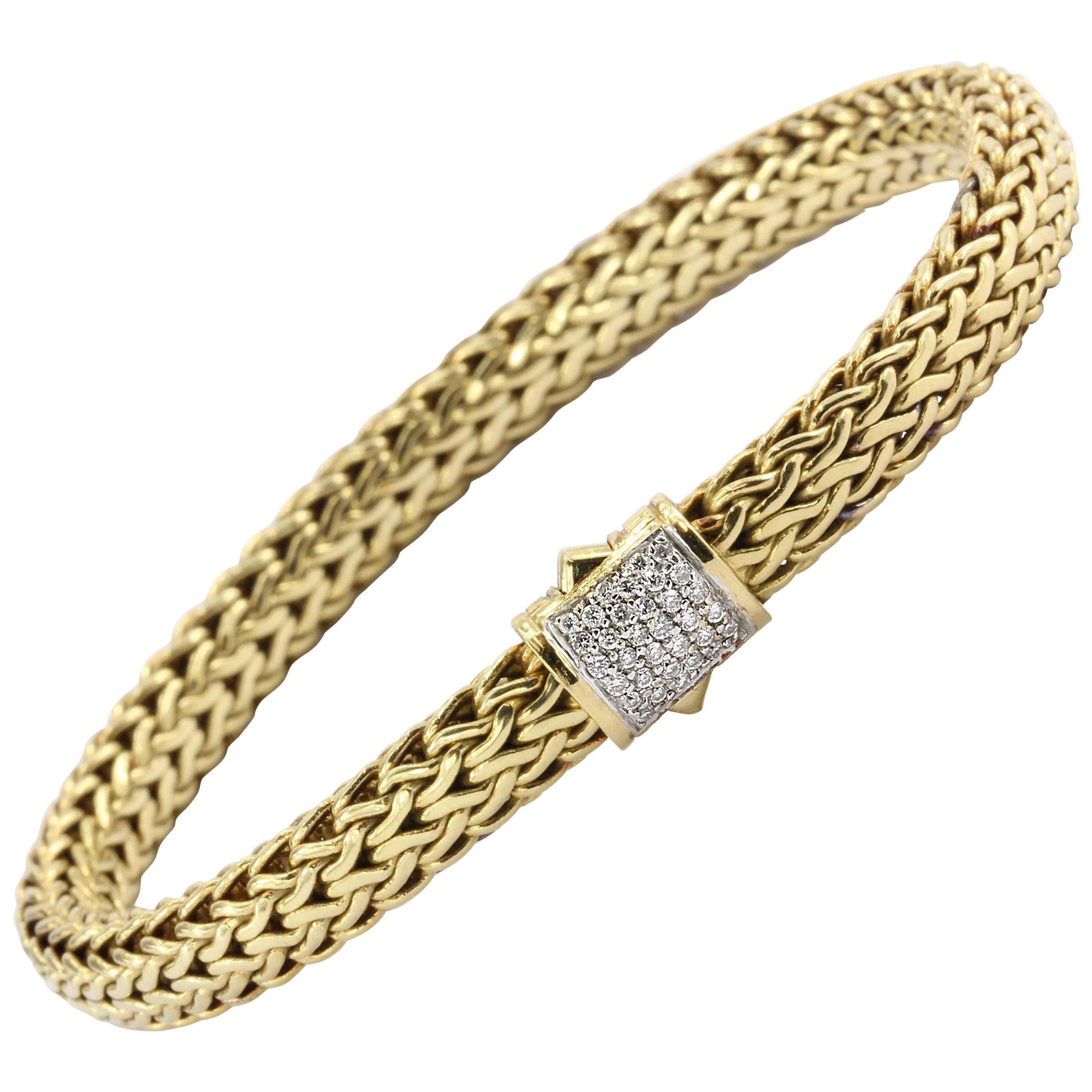 John Hardy Yellow Gold Diamond Classic Chain Bracelet