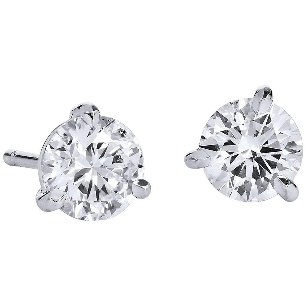 H & H 1.41 Carat Diamond Stud Earrings