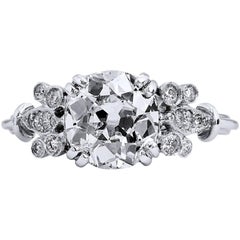 1.88 Carat Old European Cut Diamond Ornate Engagement Ring