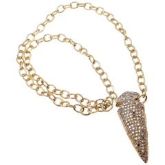 Loree Rodkin Diamond Arrowhead Gold Pendant Necklace Estate of Jackie Collins