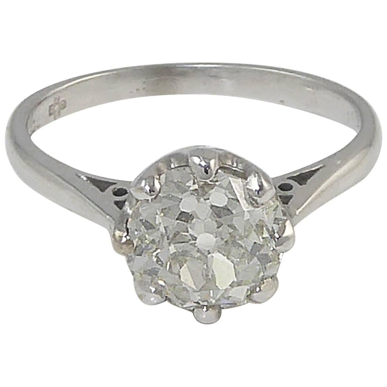 Certified Diamond Engagement Ring, 1.72 Carat Old European Cut, Millennium Mark