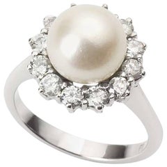 Pearl and Diamond Cluster Ring 1